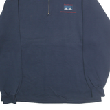 LEE Mens Navy Blue Half Zip Sweatshirt L Corporate Logo Casual Pullover