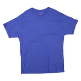 CHAMPION Mens Blue Plain T-Shirt L Short Sleeve Crew Neck Casual Cotton