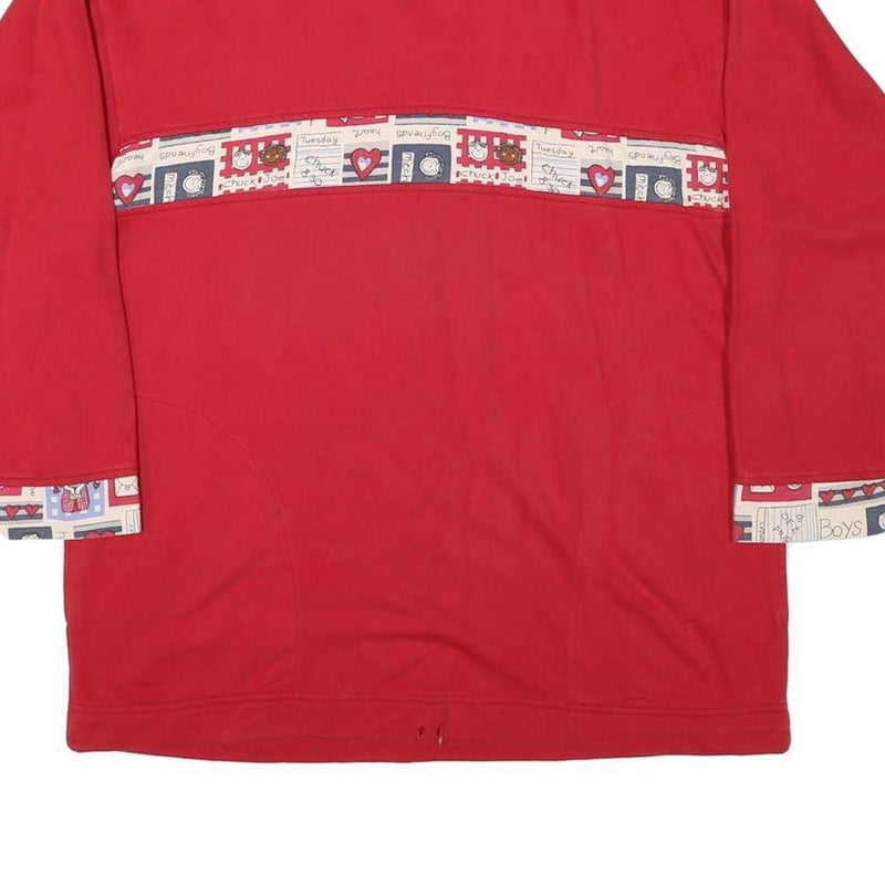 Mens Red Sweatshirt Cartoon Print Crew Neck M Casual Cotton Comfort