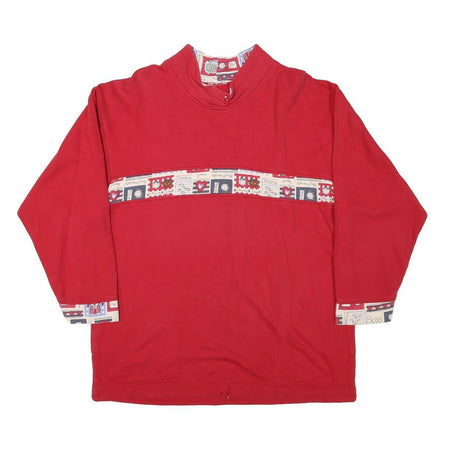 Mens Red Sweatshirt Cartoon Print Crew Neck M Casual Cotton Comfort