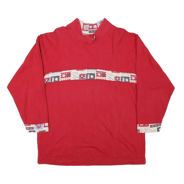 Mens Red Sweatshirt Cartoon Print Crew Neck M Casual Cotton Comfort