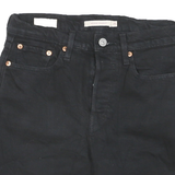 LEVI'S Womens Black Denim Cut-Off Shorts S W25 Casual Frayed Hem