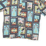 PULL & BEAR Mens Black Blue Green Printed Silk Shirt M Casual Relaxed Fit