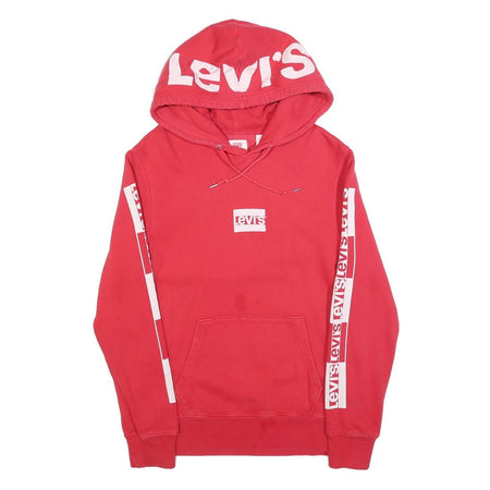 LEVI'S Mens Red Hoodie S Cotton Blend Pullover Hooded Sweatshirt