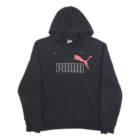PUMA Womens Black Hoodie L Cotton Blend Classic Logo Pullover