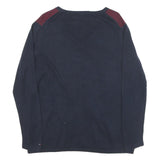 TOMMY HILFIGER Womens Blue & Red Patterned Jumper V-Neck Basic Knit XL Cotton