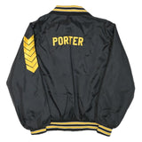 BUSH KELLER CO Mens Black & Yellow Football Button Jacket 2XL Nylon Varsity