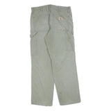 CARHARTT Mens Relaxed Fit Beige Workwear Trousers W33 L30 Cotton Blend Zip