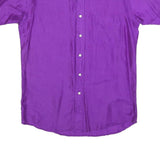 Mens Purple Plain Short Sleeve Shirt M Casual Lightweight Button Up