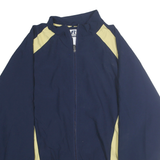RUSSELL ATHLETIC Mens Navy & Pale Yellow Zip Jacket L Polyester Sportswear