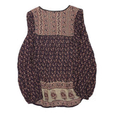 ZARA Womens Blue & Beige Printed Top Long Sleeve V-Neck XS Stylish Pattern