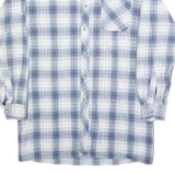 BREMO Mens Blue & White Check Shirt L Casual Cotton Blend Long Sleeve