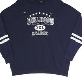 Womens Navy Girlhood League Cotton Blend Hoodie M Casual Pullover Sweatshirt