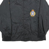 QUALITY SPORTSWEAR Mens Black Nylon Button Jacket L Plain Casual Lightweight