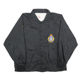 QUALITY SPORTSWEAR Mens Black Nylon Button Jacket L Plain Casual Lightweight