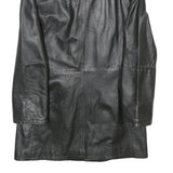 PER ME Womens Black Leather Button Jacket UK 12 Classic Plain Trendy Outerwear