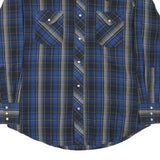 WRANGLER Mens Blue & Black Check Shirt L Western Style Long Sleeve Cotton Blend