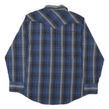 WRANGLER Mens Blue & Black Check Shirt L Western Style Long Sleeve Cotton Blend