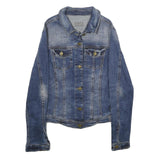 ZARA Womens Blue Denim Jacket M Cotton Blend Classic Casual Button Fastening