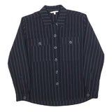 TOM TAILOR Womens Blue Shirt XS Pinstripe Button Pocket Casual Workwear