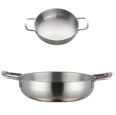Anygleam Stock Pot 2pcs Silver-S-L Stainless Steel HotPot Without Lid Single-Layer Cooking Soup Noodle Sea Food Home Kitchen Restaurant Tools