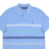 NAUTICA Mens Blue & White Striped Short Sleeve Polo Shirt XL Cotton Blend Casual