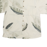 ST JOHNS BAY Mens Cream Beige Leaf Print Cotton Shirt M Lightweight Summer Style