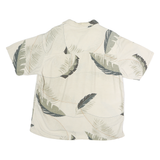 ST JOHNS BAY Mens Cream Beige Leaf Print Cotton Shirt M Lightweight Summer Style