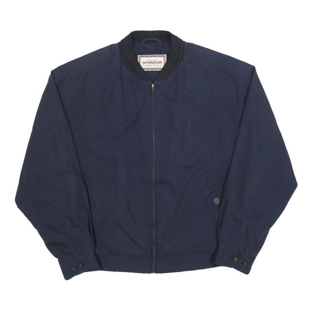 MCGREGOR Mens Navy Blue Classic Jacket L Polyester Blend Zip Plain Lightweight