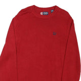 CHAPS Mens Red Plain Cotton Blend Jumper Crew Neck Basic Knit S Classic Fit