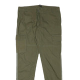 CHICOREE Mens Olive Slim Cargo Trousers W32 L30 Cotton Blend Zip Pocket Detail