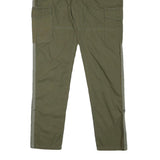 CHICOREE Mens Olive Slim Cargo Trousers W32 L30 Cotton Blend Zip Pocket Detail