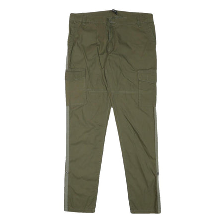 CHICOREE Mens Olive Slim Cargo Trousers W32 L30 Cotton Blend Zip Pocket Detail