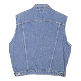 BLUE ONE Mens Blue Denim Jacket L Cotton Blend Button Sleeveless Classic Casual