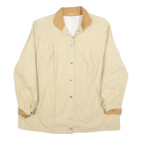 Womens Beige & Tan Button Cotton Blend Classic Jacket L Casual Outerwear