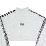 ADIDAS Womens Grey Sweatshirt 1/4 Zip Crop Top UK 8 Sportswear Logo Tape