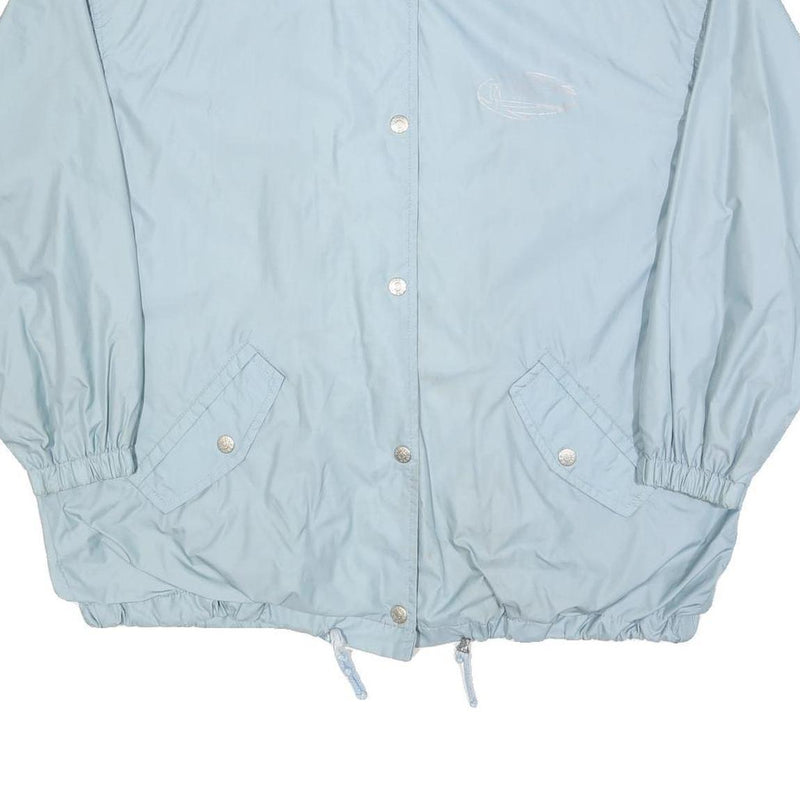 COSMOS Womens Blue Button Jacket L Polyester Blend Plain Casual Oversized