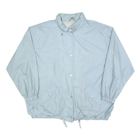 COSMOS Womens Blue Button Jacket L Polyester Blend Plain Casual Oversized