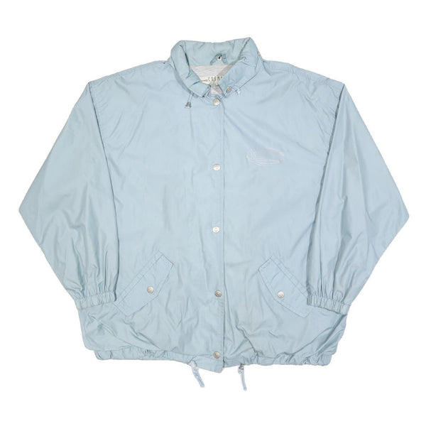 COSMOS Womens Blue Button Jacket L Polyester Blend Plain Casual Oversized