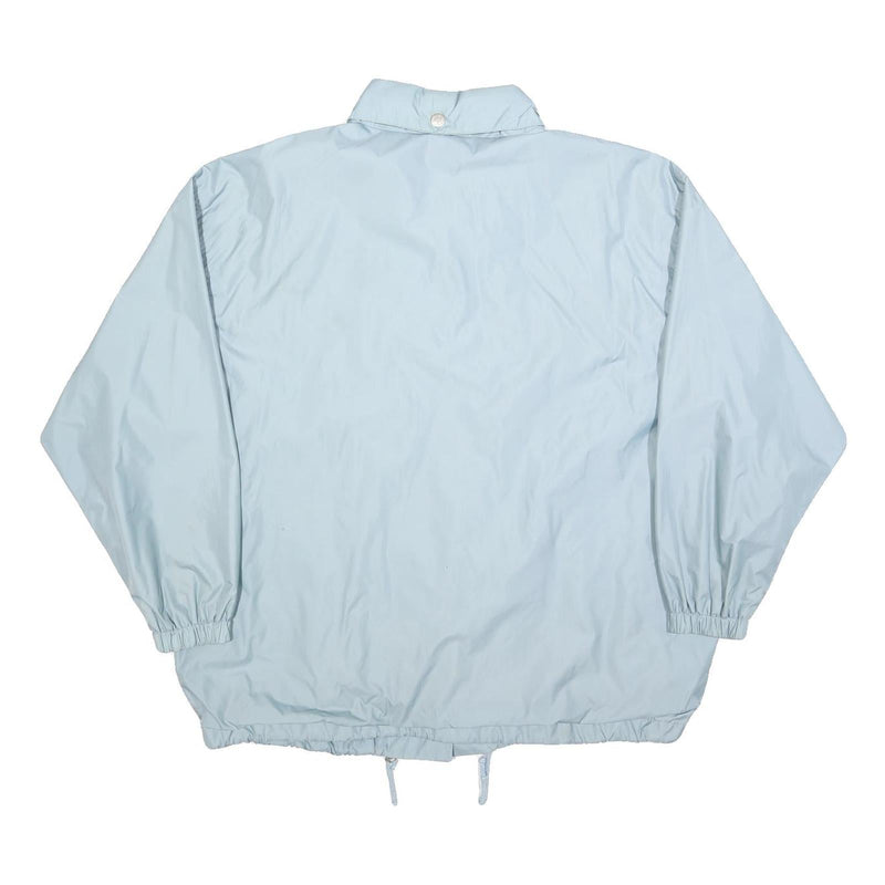 COSMOS Womens Blue Button Jacket L Polyester Blend Plain Casual Oversized