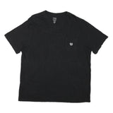 CHAPS Mens Black V-Neck T-Shirt XL Cotton Blend Short Sleeve Pocket Logo