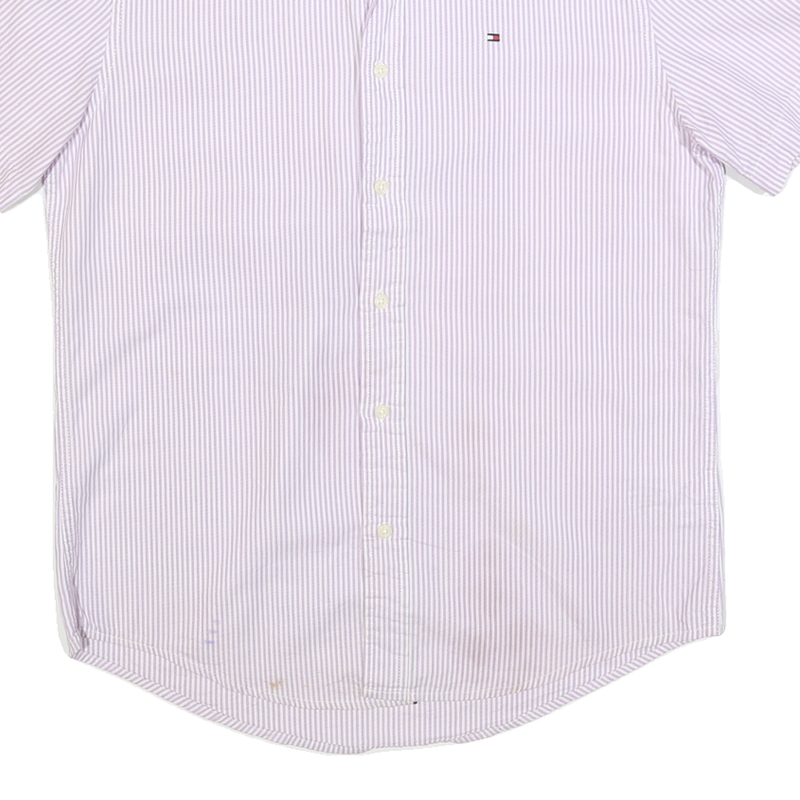 TOMMY HILFIGER Mens Pink & White Striped Casual Shirt M Button Down Cotton Blend