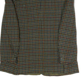 Mens Brown Green Check Button Jacket L Polyester Blend Classic Outerwear