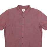 LEVI'S Mens Red Plain Cotton Blend Shirt M Button-Down Collar Short Sleeve