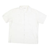 GOLDEN ERA Mens White Button Short Sleeve Shirt L Cotton Blend Summer Casual