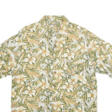 CARIBBEAN Mens Green & Beige Floral Silk Shirt M Summer Vacation Style
