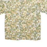 CARIBBEAN Mens Green & Beige Floral Silk Shirt M Summer Vacation Style