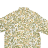 CARIBBEAN Mens Green & Beige Floral Silk Shirt M Summer Vacation Style