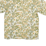 CARIBBEAN Mens Green & Beige Floral Silk Shirt M Summer Vacation Style