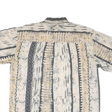 Mens Beige & Grey Abstract Pattern Shirt L Casual Summer Short Sleeve Button
